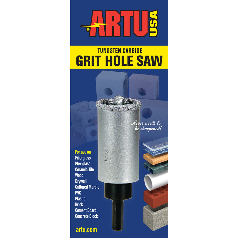 ARTU 4 in. Carbide Grit 4.5 in. L X 3/8 in. D Hole Saw Arbor