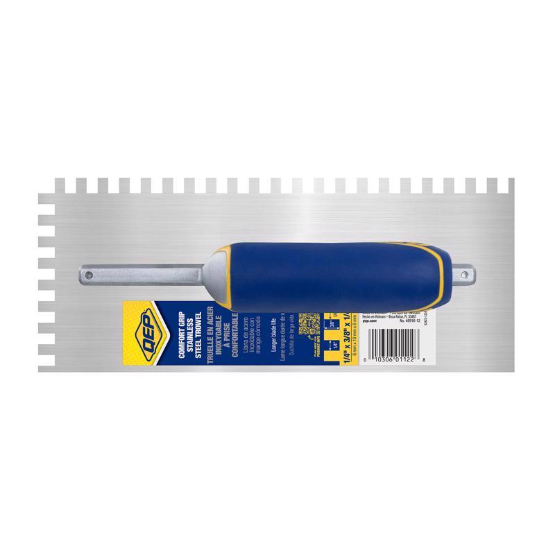 QEP 3.75 in. H X 4.5 in. W X 11 in. L Stainless Steel Square Notch Trowel