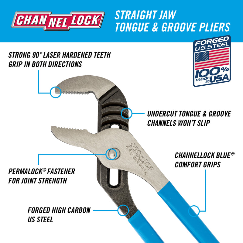 Channellock 12 in. Steel Tongue and Groove Pliers