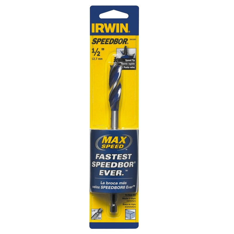 Irwin Speedbor 1/2 in. X 6 in. L Carbon Steel Wood Boring Bit Quick-Change Hex Shank