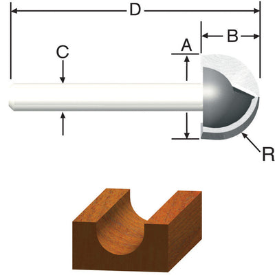 Vermont American 3/4 in. D X 3/4 in. X 1-13/16 in. L Carbide Tipped Core Box Router Bit