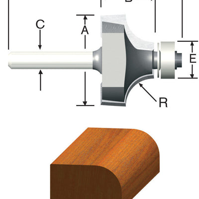 Vermont American 1-1/8 in. D X 5/16 in. X 2-1/4 in. L Carbide Tipped Round Over Router Bit