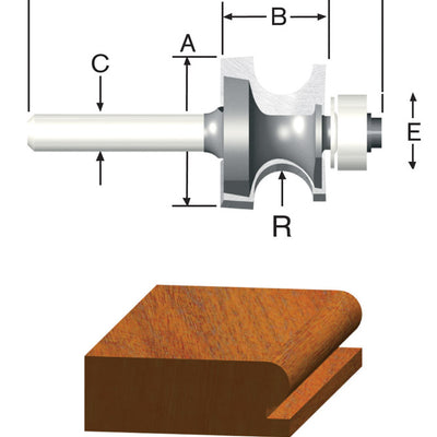 Vermont American 1 in. D X 3/16 in. X 2-1/8 in. L Carbide Tipped Edgebead Router Bit