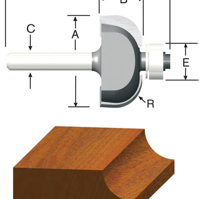 Vermont American 1-1/4 in. D X 3/8 in. X 2-3/16 in. L Carbide Tipped Cove Router Bit