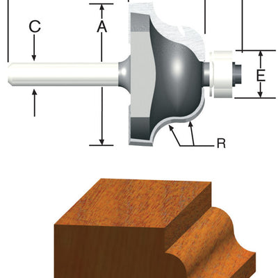 Vermont American 1-1/2 in. D X 1/4 in. X 2-3/8 in. L Carbide Tipped Roman Ogee Router Bit