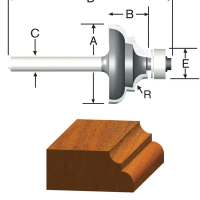 Vermont American 1 in. D X 1/8 in. X 2-1/8 in. L Carbide Tipped Cove & Bead Router Bit