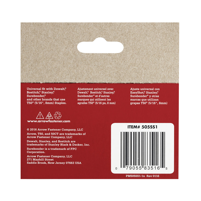 Arrow T50 3/8 in. W X 5/16 in. L 18 Ga. Flat Crown Heavy Duty Staples 1000 pk