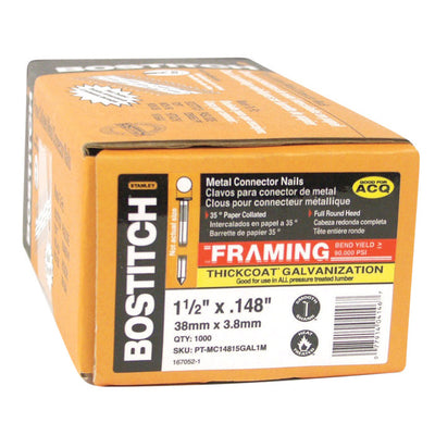 Bostitch StrapShot 1-1/2 in. L X 10 Ga. Straight Strip Galvanized Metal Connector Nails 35 deg 1000