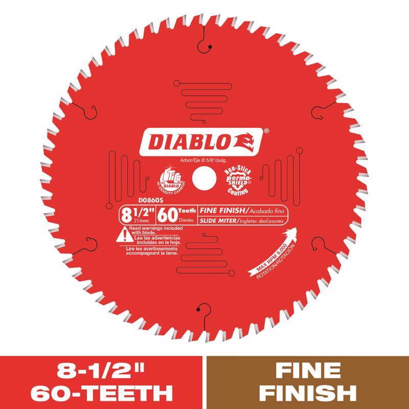 Diablo 8-1/2 in. D X 5/8 in. TiCo Hi-Density Carbide Miter Saw Blade 60 teeth