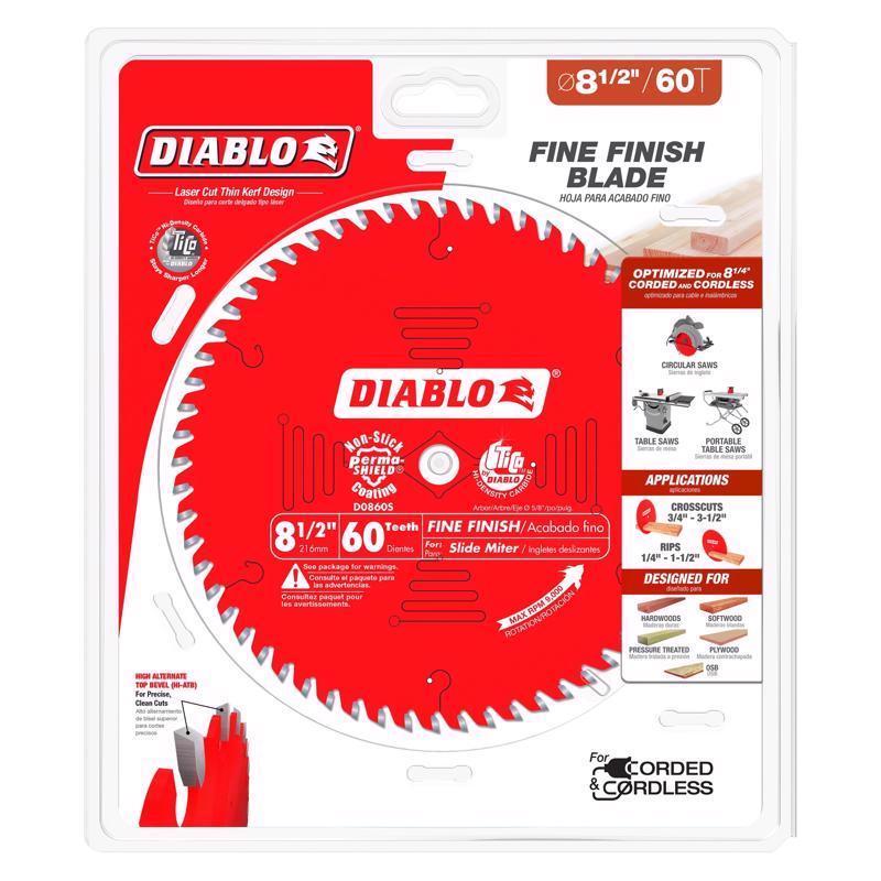 Diablo 8-1/2 in. D X 5/8 in. TiCo Hi-Density Carbide Miter Saw Blade 60 teeth