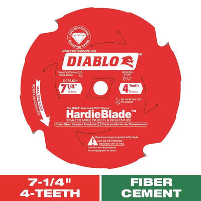 Diablo HardieBlade 7-1/4 in. D X 5/8 in. PCD Fiber Cement Blade 4 teeth