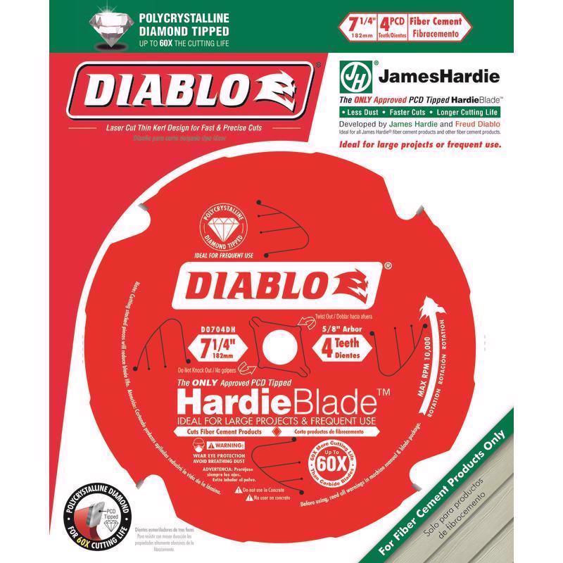 Diablo HardieBlade 7-1/4 in. D X 5/8 in. PCD Fiber Cement Blade 4 teeth