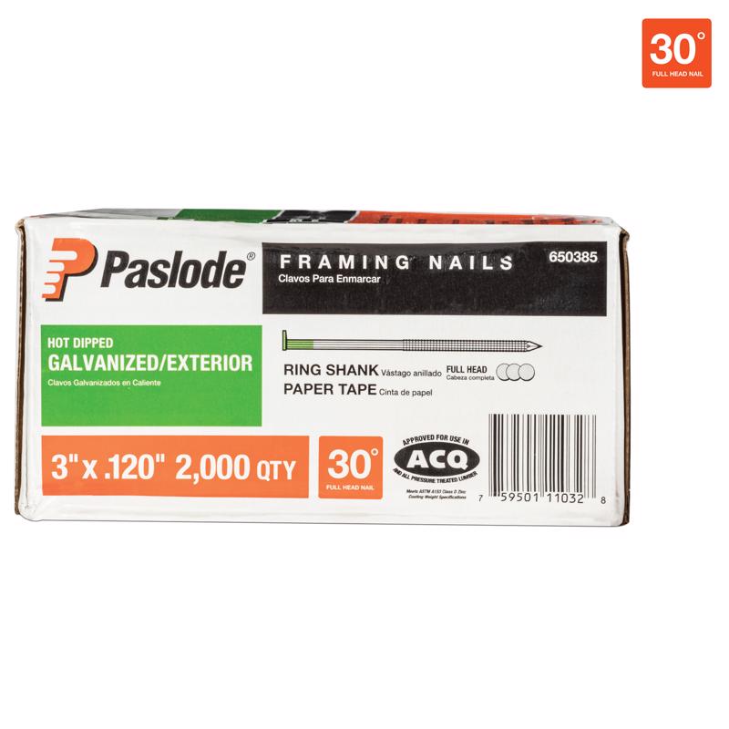Paslode RounDrive 3 in. L Angled Strip Hot-Dip Galvanized Framing Nails 30 deg 2000 pk