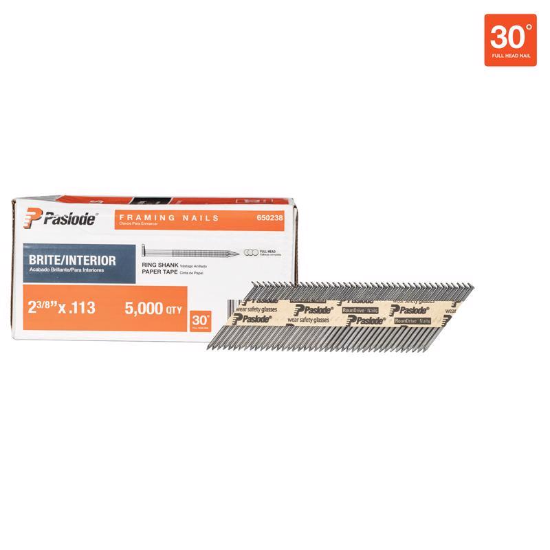 Paslode RounDrive 2-3/8 in. L Angled Strip Brite Framing Nails 30 deg