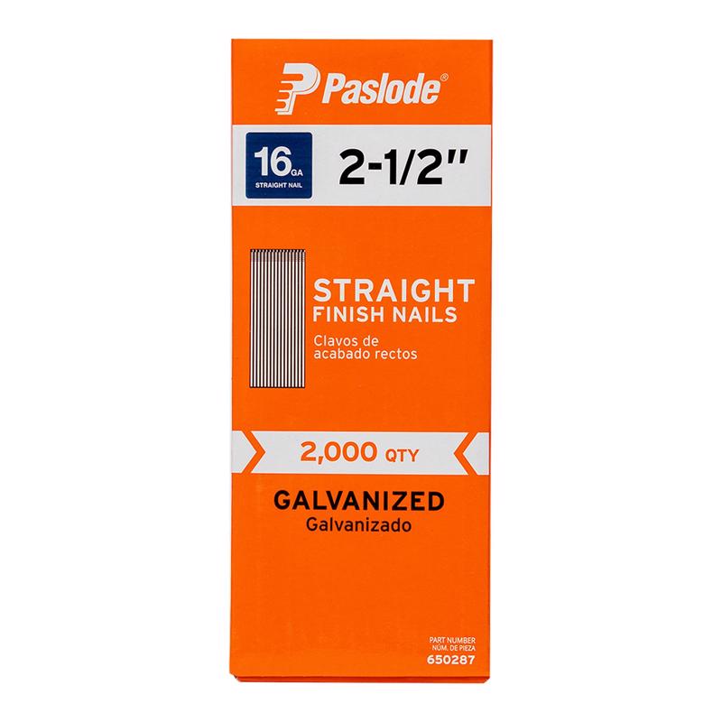 Paslode 2-1/2 in. L X 16 Ga. Straight Strip Galvanized Finish Nails 2,000 pk