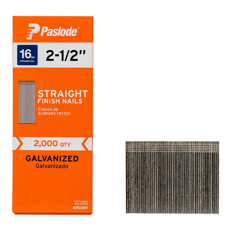 Paslode 2-1/2 in. L X 16 Ga. Straight Strip Galvanized Finish Nails 2,000 pk