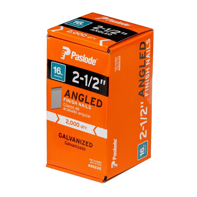 Paslode 2-1/2 in. L X 16 Ga. Angled Strip Galvanized Finish Nails 20 deg 2,000 pk