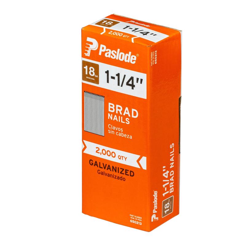 Paslode 1-1/4 in. L X 18 Ga. Straight Strip Galvanized Brad Nails 2,000 pk