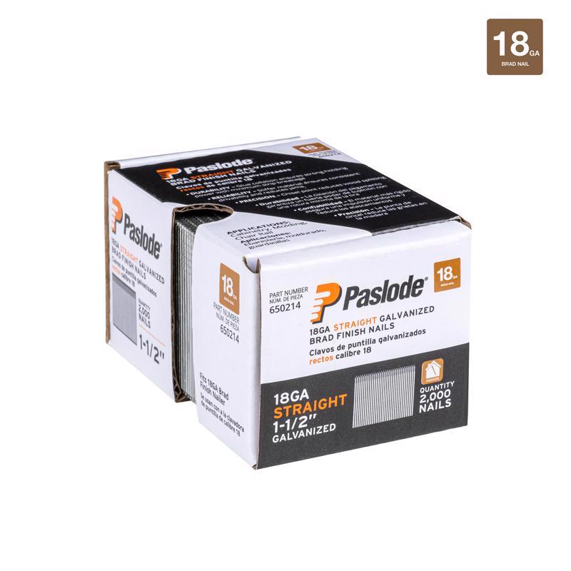 Paslode 1-1/2 in. L X 18 Ga. Straight Strip Galvanized Brad Nails 2,000 pk