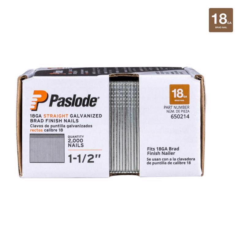 Paslode 1-1/2 in. L X 18 Ga. Straight Strip Galvanized Brad Nails 2,000 pk