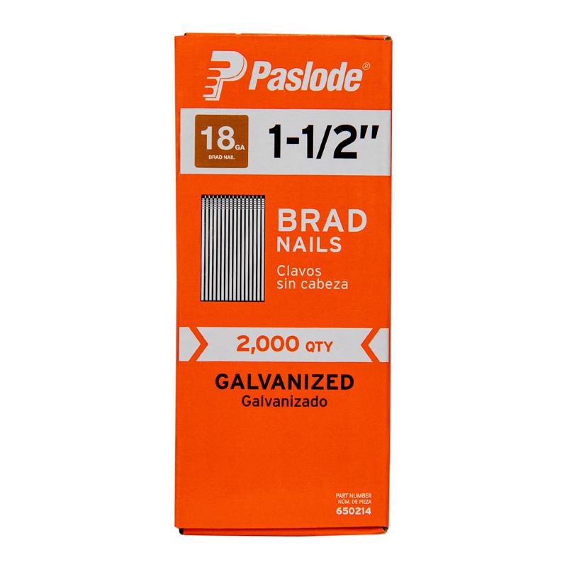 Paslode 1-1/2 in. L X 18 Ga. Straight Strip Galvanized Brad Nails 2,000 pk