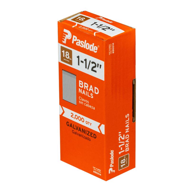 Paslode 1-1/2 in. L X 18 Ga. Straight Strip Galvanized Brad Nails 2,000 pk