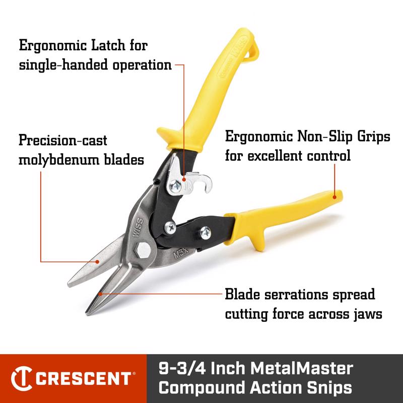 Crescent Wiss 9-3/4 in. Stainless Steel Straight Combination Pattern Snips 18 Ga.