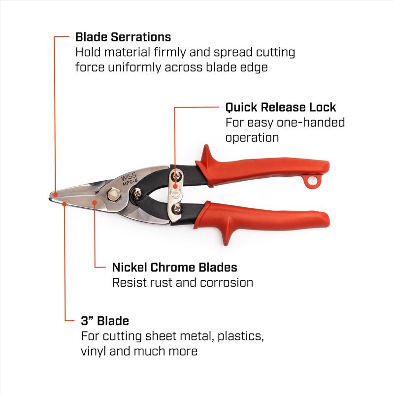 Crescent Metal Wiss 9 in. Molybdenum Steel Multi-Purpose Snips 20 Ga.