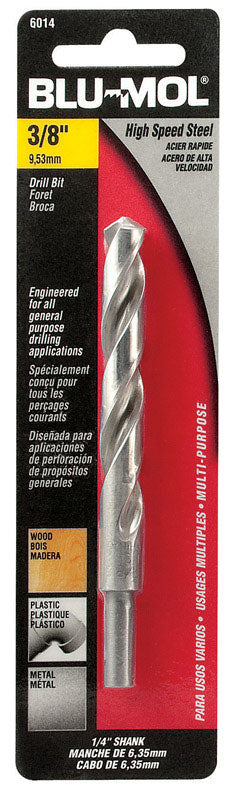 Blu-Mol Xtreme 3/8 in. X 5 in. L High Speed Steel Drill Bit Round Shank