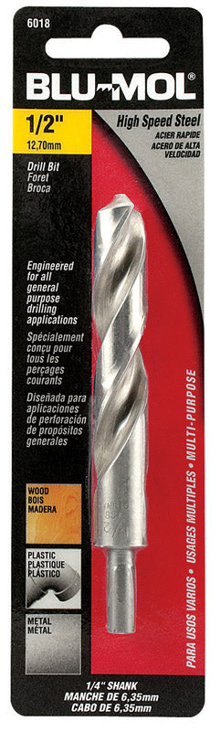 Blu-Mol Xtreme 1/2 in. X 6 in. L High Speed Steel Drill Bit Round Shank