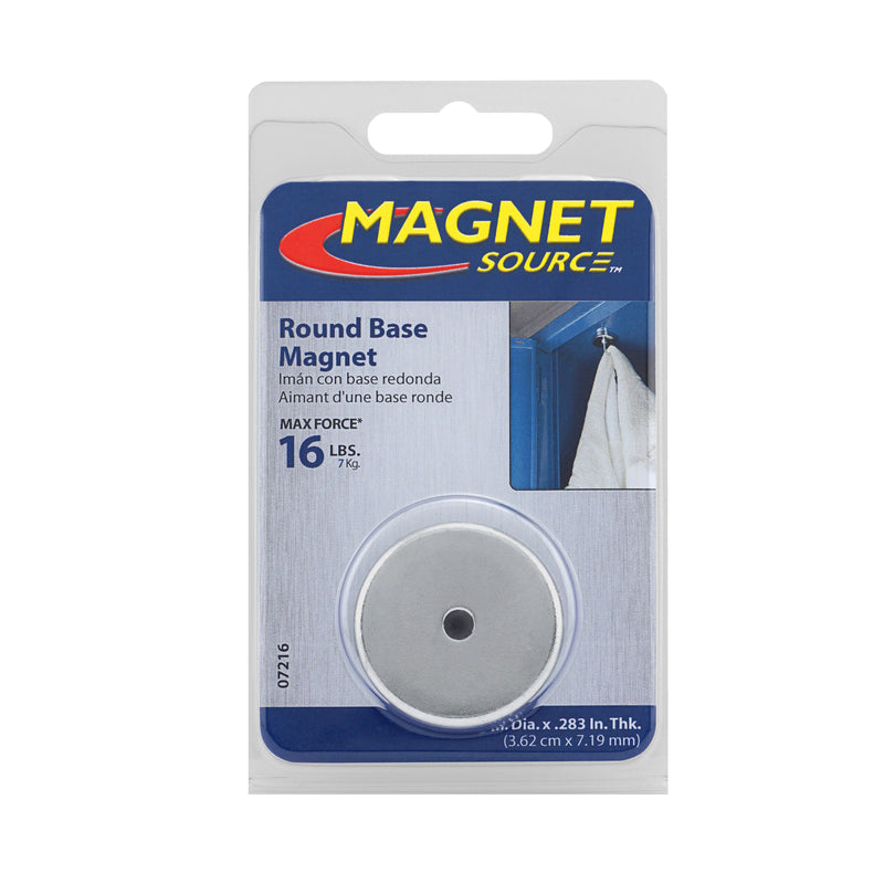Magnet Source .283 in. L X 1.42 in. W Silver Round Base Magnet 16 lb. pull