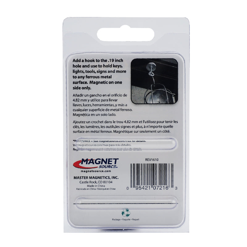 Magnet Source .283 in. L X 1.42 in. W Silver Round Base Magnet 16 lb. pull