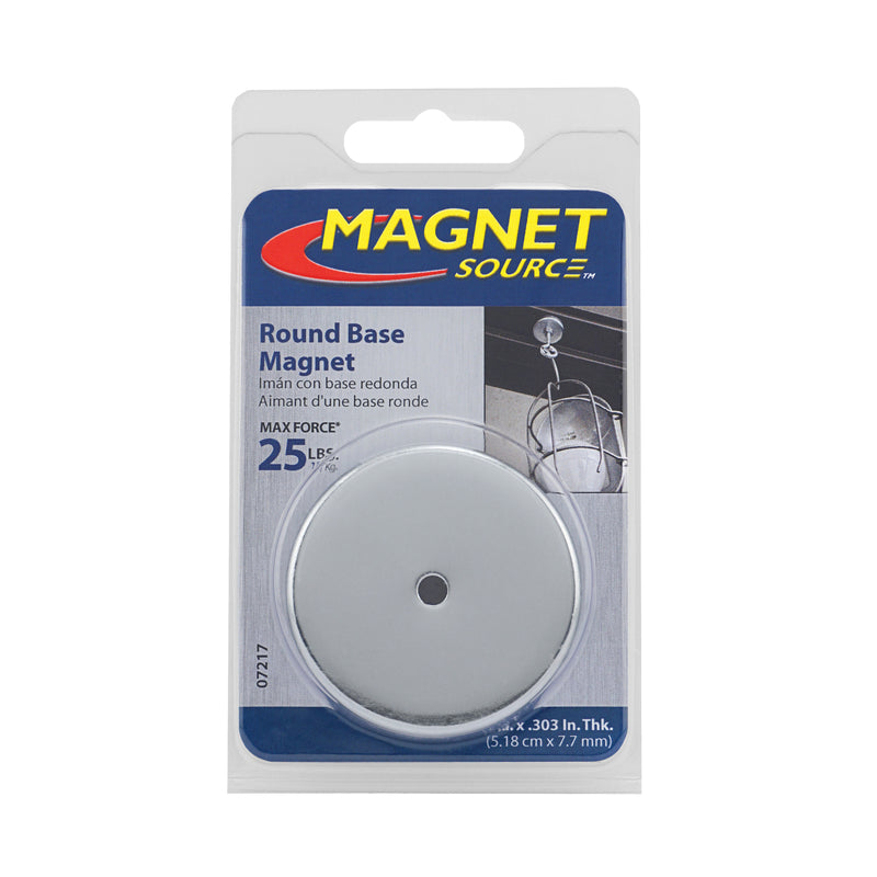 Magnet Source .303 in. L X 2.04 in. W Silver Round Base Magnet 25 lb. pull