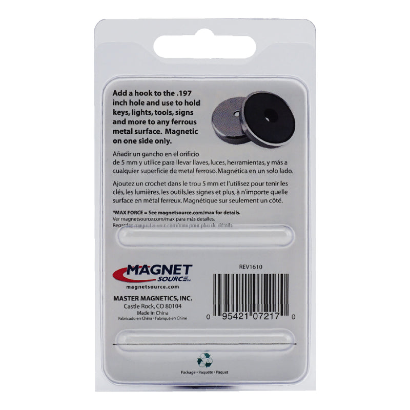 Magnet Source .303 in. L X 2.04 in. W Silver Round Base Magnet 25 lb. pull