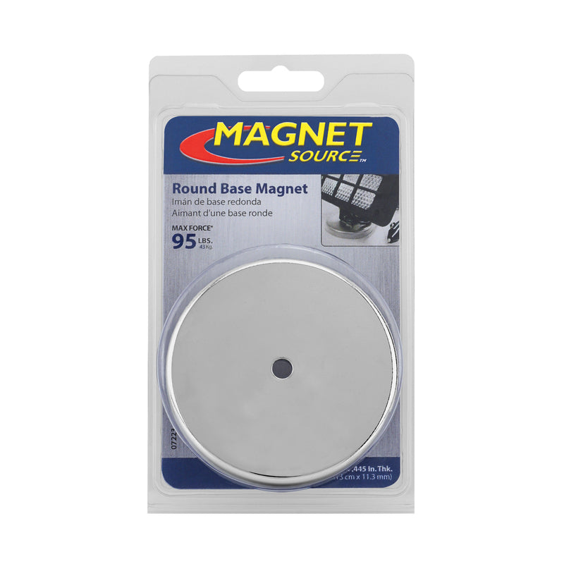 Magnet Source .44 in. L X 3.2 in. W Silver Round Base Magnet 95 lb. pull