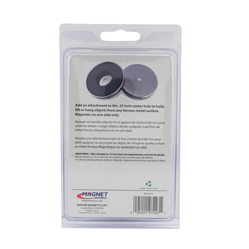 Magnet Source .44 in. L X 3.2 in. W Silver Round Base Magnet 95 lb. pull