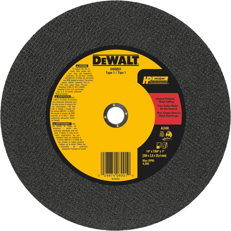 DeWalt 14 in. D X 1 in. Aluminum Oxide Chop Saw Wheel