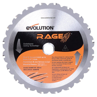 Evolution 7-1/4 in. D X 20 mm Rage Carbide Tip Steel Circular Saw Blade 20 teeth