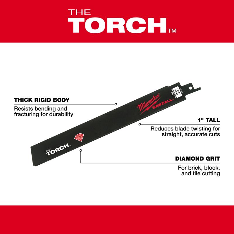 Milwaukee The Torch 9 in. Diamond Grit Reciprocating Saw Blade