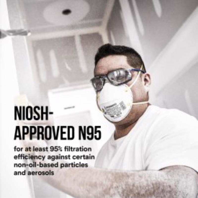 3M N95 Paint Prep Cup Disposable Respirator White One Size Fits All 2 pc