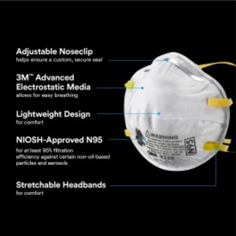 3M N95 Paint Prep Cup Disposable Respirator White One Size Fits All 2 pc