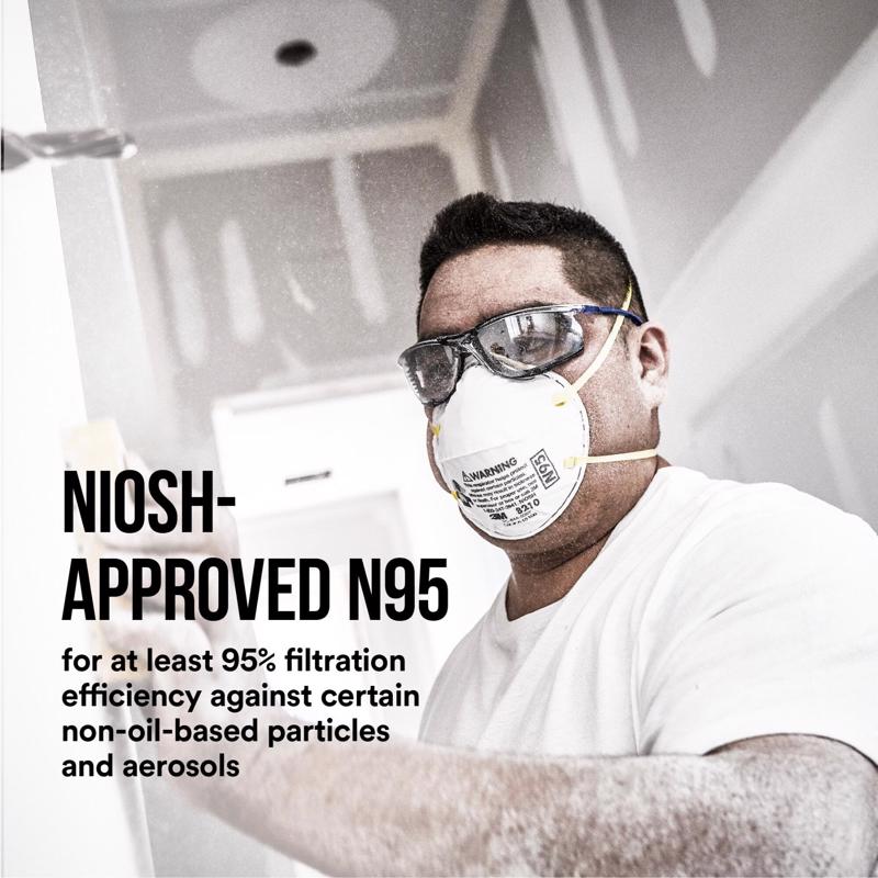 3M N95 Paint Prep Cup Disposable Respirator White One Size Fits Most 20 pk