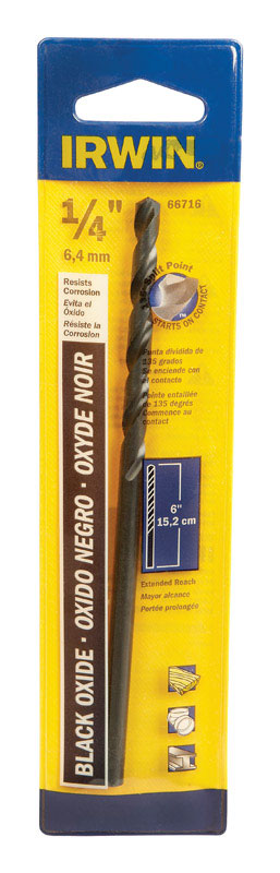 Irwin 1/4 in. X 6 in. L High Speed Steel Split Point Drill Bit Straight Shank