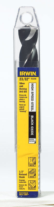 Irwin 23/32 in. X 6 in. L High Speed Steel Drill Bit Straight Shank