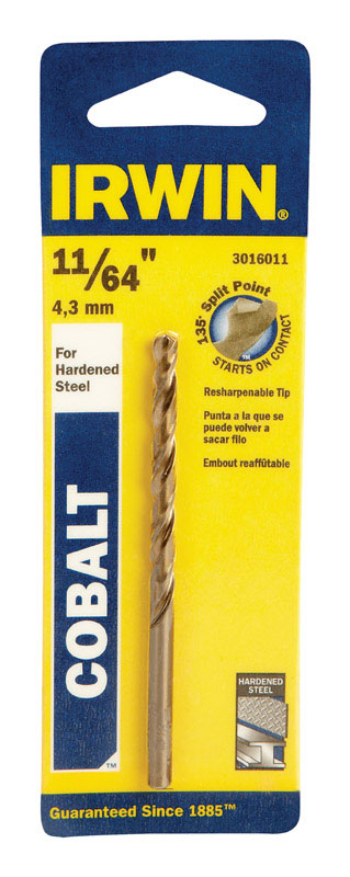 Irwin 11/64 in. X 3-1/4 in. L Cobalt Alloy Steel Drill Bit Straight Shank