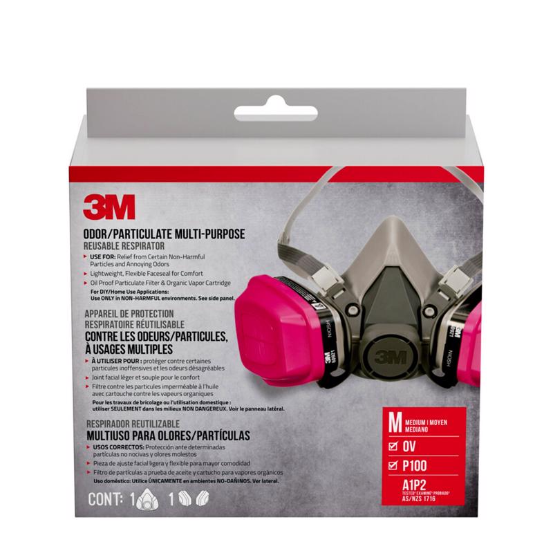 3M P100 Multi-Purpose Half Face Respirator Valved Multicolored M