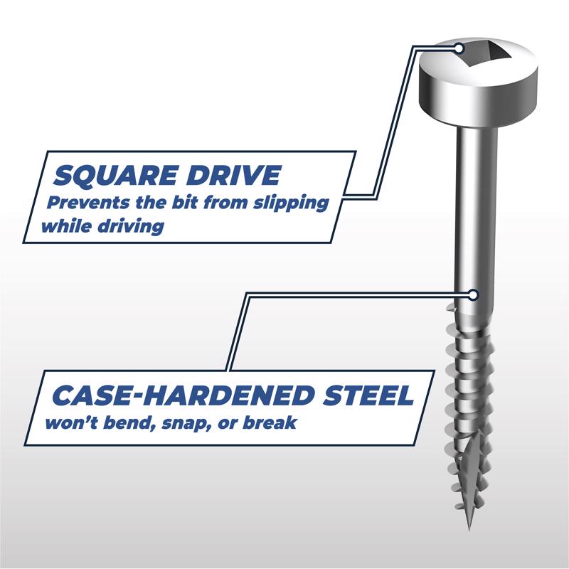 Kreg No. 6 X 1 in. L Square Zinc-Plated Fine Pocket-Hole Screw 100 pk