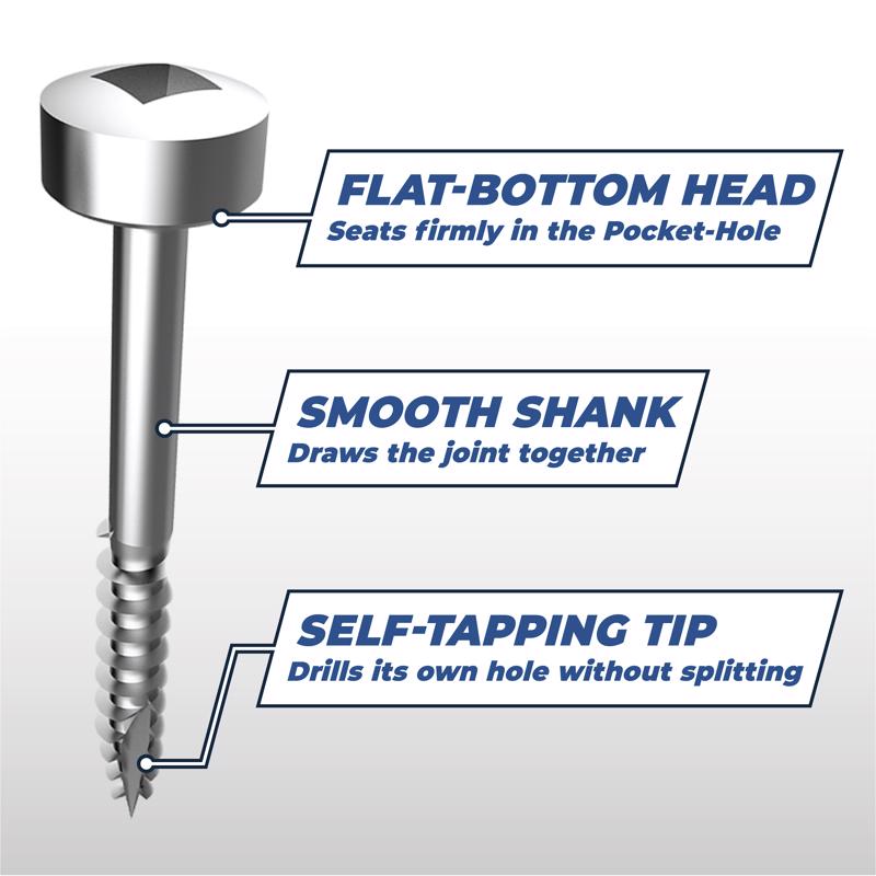 Kreg No. 7 X 1 in. L Square Zinc-Plated Coarse Pocket-Hole Screw 100 pk