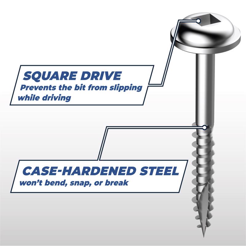 Kreg No. 7 X 1-1/4 in. L Square Zinc-Plated Fine Pocket-Hole Screw 500 pk