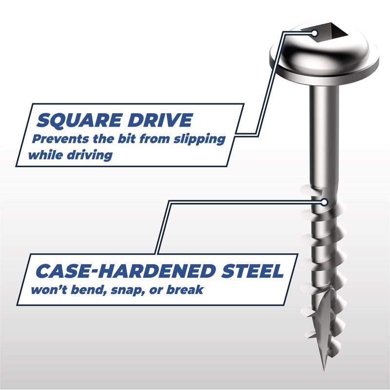 Kreg No. 8 X 2 in. L Square Zinc-Plated Coarse Pocket-Hole Screw 250 pk
